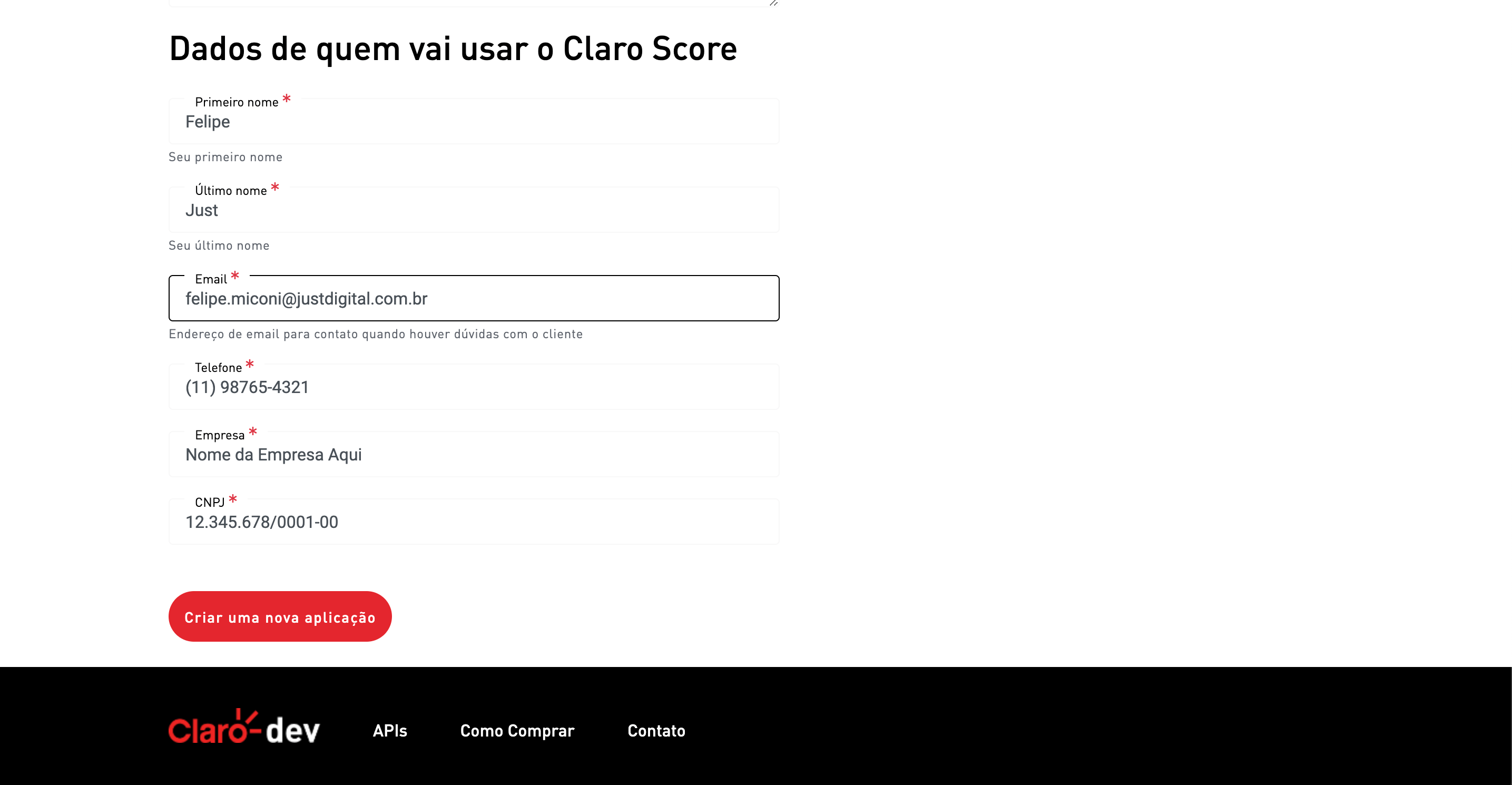 Formulário contratação